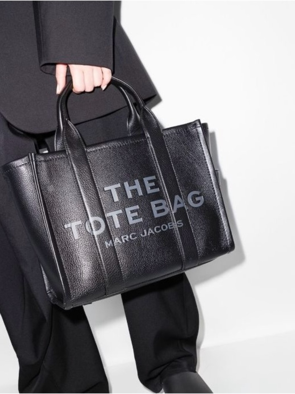 Marc Jacobs black leather tote bag in medium - Picture 2 of 10